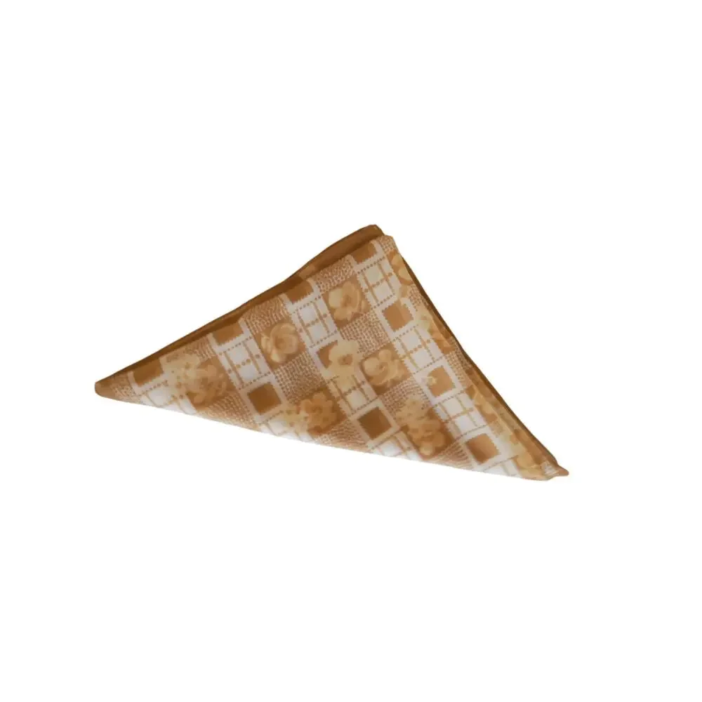Vintage Sheer Silk Scarf Camel Beige Floral Grid Checkered Square Neckerchief